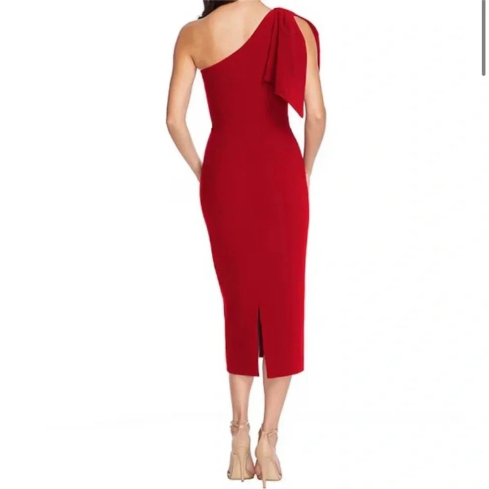 NWT Dress the Population Tiffany One-Shoulder Midi Dress Garnet Red Size XL - Picture 2 of 9